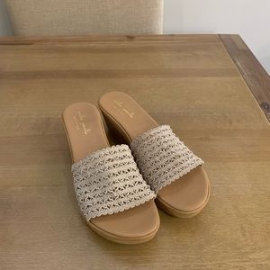 Mila Paola beige wedge slide on with patter weave. Made in Italy. Size 10